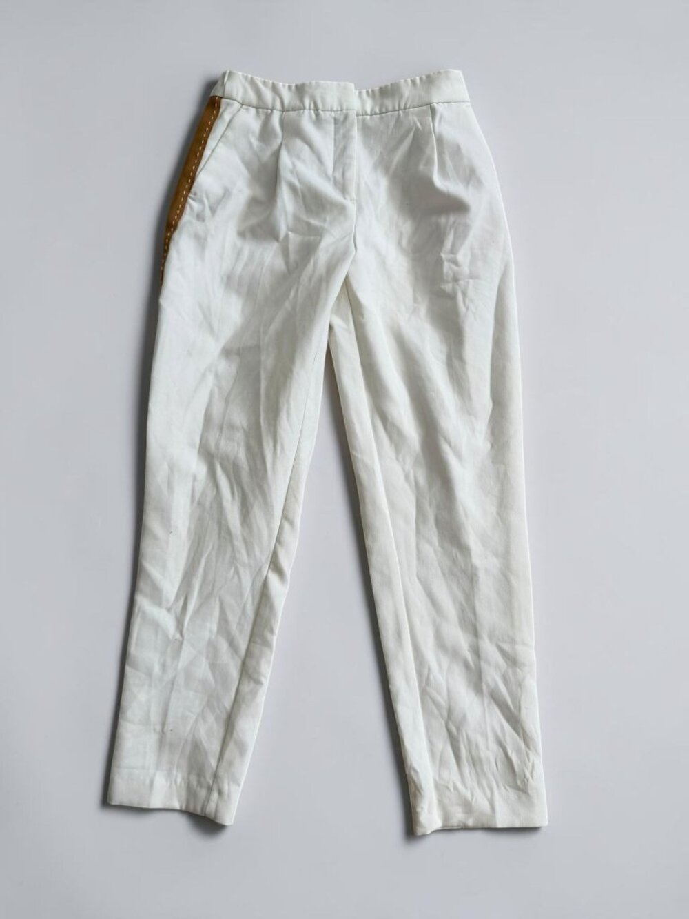 ZARA Cream Tan Pinstriped Ankle Dress Pants Size Small